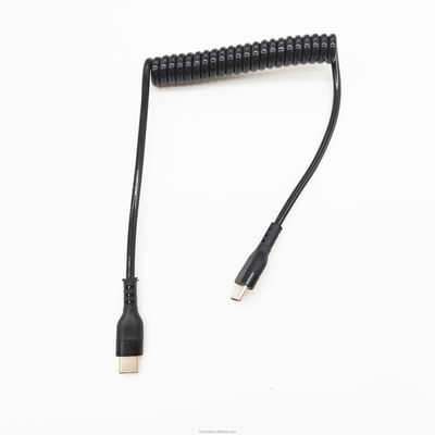 USB-C-Kabel mit Federspirale USB-A-Mann-zu-C-Mann-Kabel Schnellladekabel Datenspirale Rückziehbares Kabel